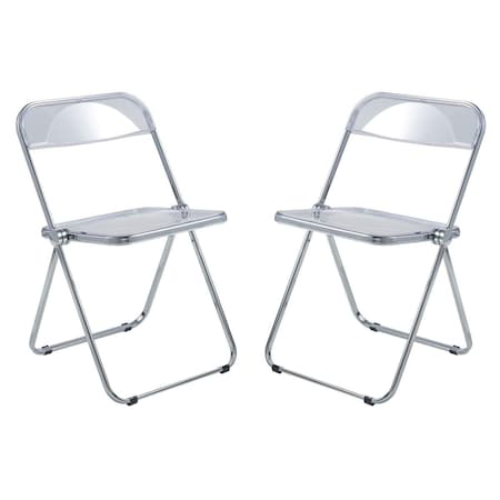 Kd Lawrence Acrylic Folding Chair with Metal Frame, Clear, 2PK KD2609656